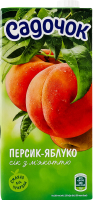 Сік з м'якоттю пастеризований Персик-яблуко Садочок т/п 950мл