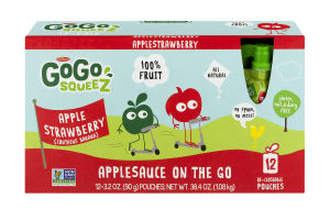 GoGo Squeez Applesauce On The Go Apple Strawberry - 12 CT