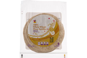 Ahold Flour Tortilla 100% Whole Wheat Medium - 8 CT