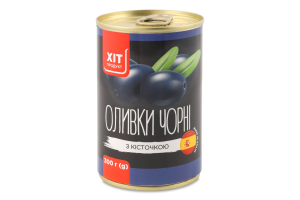 Оливки черные с косточкой Хіт Продукт ж/б 300г