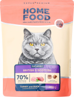 Корм д/дорослих котів британських та шотландських порід Індичка та качка сухий 400г Home Food