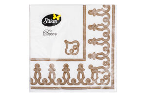 Серветки паперові Decor Золота рамка 33*33см 3шари 18шт Silken