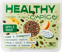 Каша из плющеной чернозерной спельты, ячменя и льна с яблоком изюмом и корицей Apple hugs Healthy Choice д/п 300г