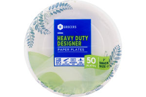 SE Grocers Paper Plates 7" Snack Size Heavy Duty Designer - 50 CT
