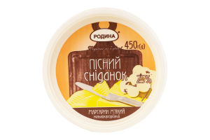 Маргарин 25% м'який низькокалорійний Пісний сніданок Родина ст 450г