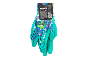 Рукавиці садові сині поліестр з зеленим латексним покриттям р.S/М Haisser