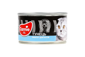 Паштет мясной для взрослых котов Тунец Carnie ж/б 100г