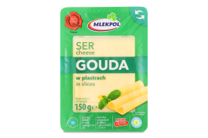 Сир Mlekpol Гауда копчена нарізка 45%