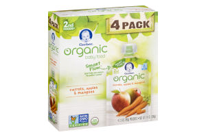 Gerber Organic Baby Food Carrots, Apple & Mangoes - 4 PK