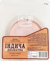 Ветчина нарезка из мяса птицы Индюшачья деликатная Укрпромпостач-95 в/к в/с лоток 170г