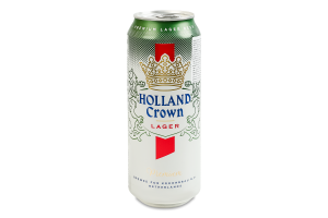 Пиво 0.5л 4.8% светлое пастеризованное Lager Holland Crown ж/б