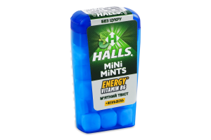 Конфеты с витамином B6 и экстрактом женьшеня без сахара Мятный твист Energy Mini Mints Halls п/у 12.5г