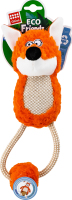 Игрушка для собак М-30см №2243 Лиса с пищалкой и веревкой Eco friendz GiGwi 1шт
