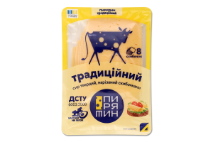 Сир 50% твердий нарізаний скибочками Традиційний Пирятин лоток 150г