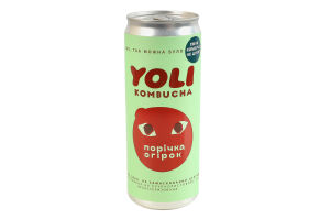 Напій безалкогольний газований ферментований Порічка-огірок Комбуча Yoli з/б 330мл