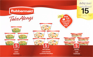 Rubbermaid Take Alongs 15 Assorted Containers and Lids- 15 PK