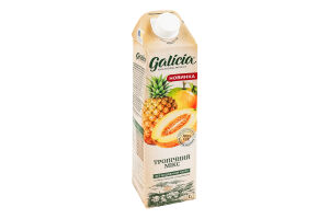 Сок неосветленный пастеризованный из смеси фруктов Тропический микс Galicia т/п 1л