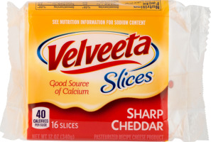 Velveeta Cheese Slices Sharp Cheddar - 16 CT