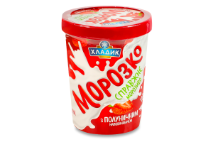 Мороженое 12% с клубничным наполнителем Морозко Хладик ведро 500г