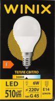 Лампа теплый свет G45 6W E14 3000K LED Winix 1шт