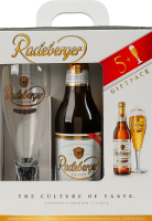 Набір подарунковий Пиво 5х0.33л 4.8% світле фільтроване пастеризоване + бокал 0.2л Radeberger к/у