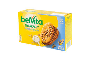 Печиво зі злаків з молоком і додаванням кальцію, магнію та заліза Сніданок BelVita к/у 5x45г