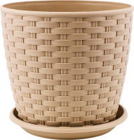 Горщик д/квітів Ротанг кремовий з підставкою 16*15см арт114056 Алеана