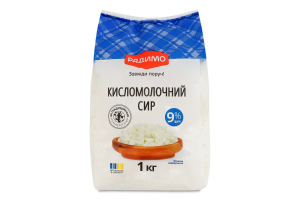Сир кисломолочний 9% жиру 1 кг стабіло-пакет ТМ РАДИМО
