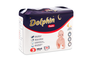 Підгузки-трусики міді 3 4-9кг 34шт Долфін