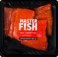 Филе-кусочки из лососевых Master Fish х/к 1с лоток 400г