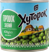 Горошок зелений 420г ж/б Хуторок