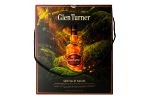 Набір Віскі 40% 0,7л+Cклянка 300мл 2шт коробка Glen Turner