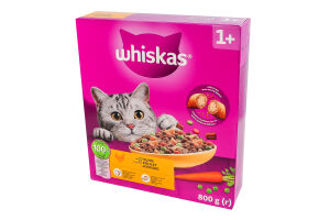 Корм сухой полнорационный для взрослых котов с курицей Whiskas к/у 800г