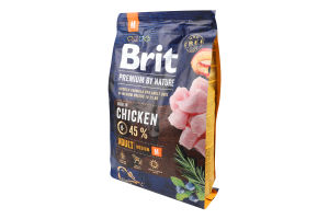 Корм сухой полноценный для взрослых собак средних пород Chicken Premium by Nature Brit м/у 3кг