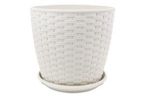 Горщик д/квітів Ротанг світло-бежевий з підставкою 20*18см арт114057 Алеана