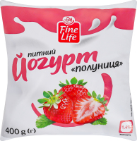 Йогурт 1.4% питний з наповнювачем фруктовим пастеризованим Полуниця Fine Life м/у 400г