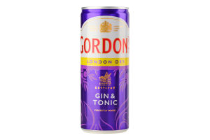 Напій слабоалкогольний 0.25л 6.4% газований з джином і тоніком London Dry Gin&Tonic Gordon's з/б