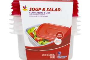 Ahold Soup & Salad Containers & Lids - 5 CT
