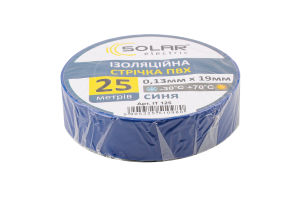 Стрічка ізоляційна синя ПВХ 0,13мм*19мм 25м Солар