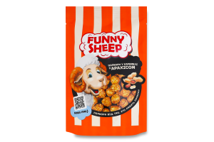 Попкорн в карамелі з арахісом та арахісовим маслом Funny Sheep д/п 90г
