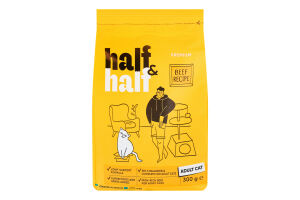 Корм сухой полнорационный для взрослых котов Beef recipe Premium Half&Half м/у 300г