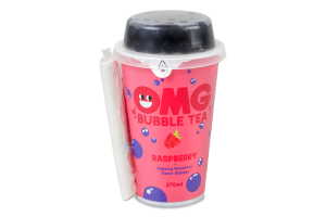 Напиток безалкогольный малиновый с шариками вкуса черники OMG Bubble tea ст 270мл
