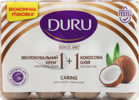 Мило туалетне Крем та кокосова олія 1+1 Duru 4х80г