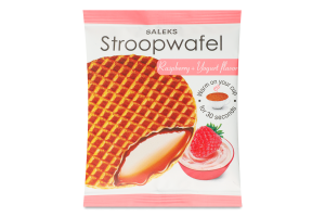 Вафля Stroopwafel з карамельною начинкою з смаком малина-йогурт 33г Saleks