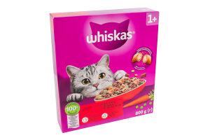 Корм сухий повнораціонний для дорослих котів з яловичиною Whiskas к/у 800г