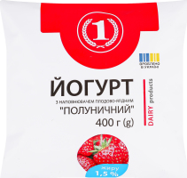 Йогурт 1.5% с наполнителем вкусо-ароматическим Клубничный ТМ "1" м/у 400г