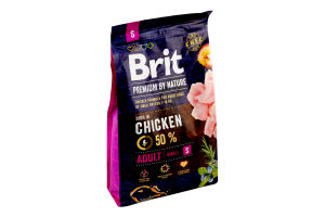 Корм сухий повноцінний для дорослих собак дрібних порід Chicken Premium by Nature Brit м/у 3кг