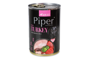 Корм д/собак з індичкою та броколі 400г ж/б Пайпер