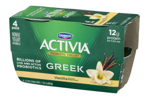 Dannon Activia Nonfat Greek Probiotic Yogurt with Bifidus Vanilla - 4 PK