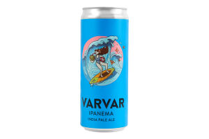 Пиво 0.33л 5.3% світле нефільтроване непастеризоване Ipanema India pale ale Varvar з/б